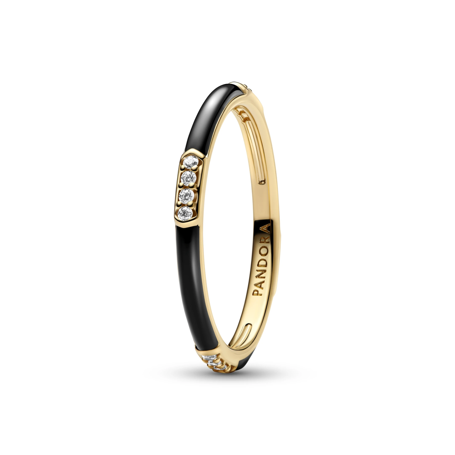 Zwart emaille en stenen ring